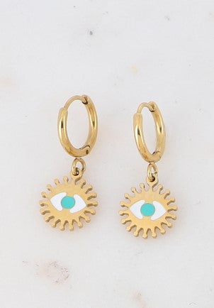 Boucles d'oreilles mini créoles Œil émaillé